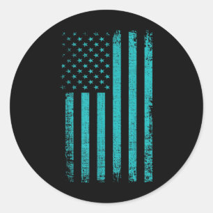 Sticker Rond Suicide Sensibilisation Usa Drapeau Turquoise Purp