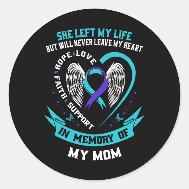 Sticker Rond Suicide turquoise et violet Sensibilisation au rub (Devant)