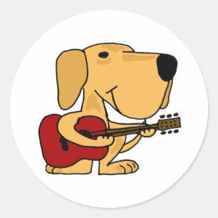 Sticker Rond SUIS labrador retriever jaune jouant la guitare