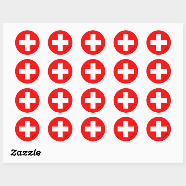 Sticker Rond Suisse et patriotes du drapeau suisse, vacances/sp (Feuille)