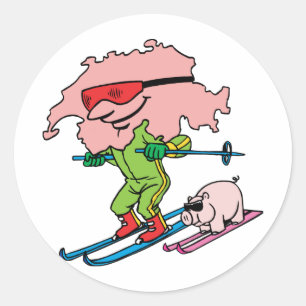 Sticker Rond Suisse Suisse Vintage voyage de ski Souvenir