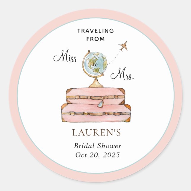 Sticker Rond Suitcases de voyage Douche nuptiale (Devant)