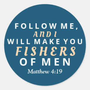Sticker Rond Suivez-moi et je vous ferai pêcheurs d'hommes