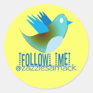 Sticker Rond Suivez-moi @ votre adresse Twitter