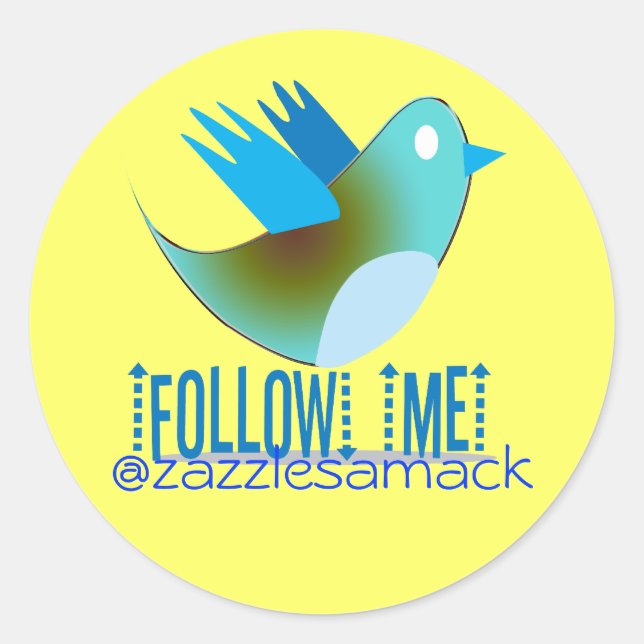 Sticker Rond Suivez-moi @ votre adresse Twitter (Devant)