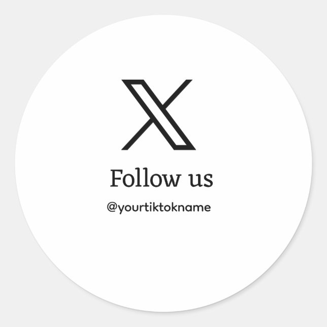 Sticker Rond suivre twitter X nom d'utilisateur médias sociaux  (Devant)