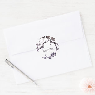 Sticker Rond Sumie de fleur de prune