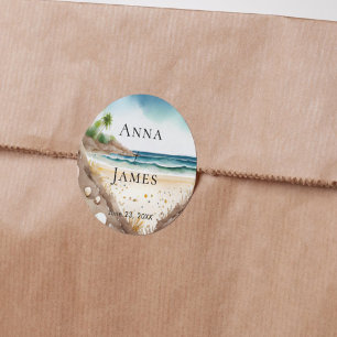 Sticker Rond Summer Beach Océan Destination Tropicale Mariage