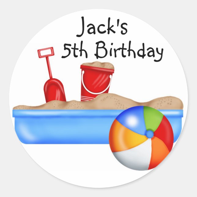 Sticker Rond Summer Fun Sand box Beach Ball (Devant)