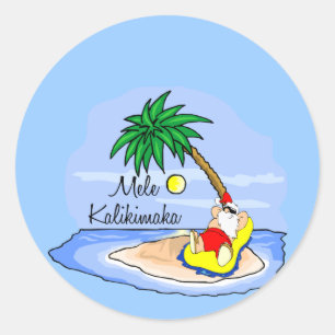 Sticker Rond Sun Bathing Père Noël gomme hawaïenne 5