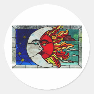 Sticker Rond Sun et lune