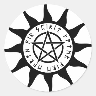 Sticker rond Sun Pentacle Runic