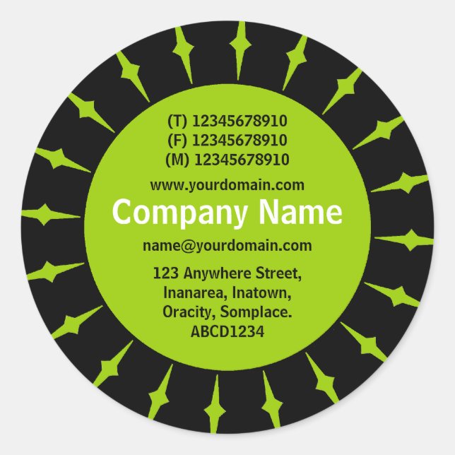 Sticker Rond SunBurst 05 Business - Martian Green (Devant)