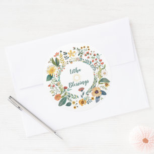 Sticker Rond Sunburst and Floral Pattern Litha