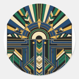 Sticker Rond Sunburst Art Déco géométrique