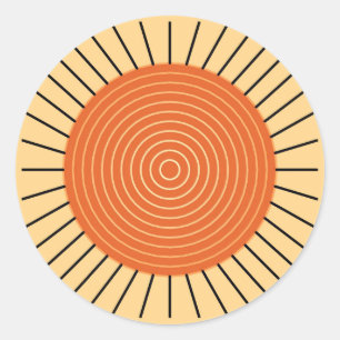 Sticker Rond Sunburst géométrique moderne - Mandarin Orange