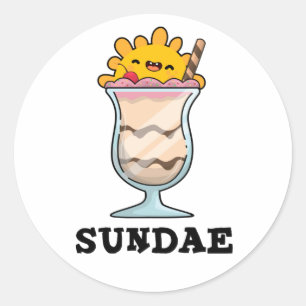 Sticker Rond Sundae Funny Sunday Glace Cream Pun