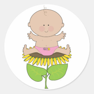 Sticker Rond Sunflower Baby Girl