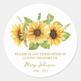 Sticker Rond Sunflower Memorial Funeral Seed Packet