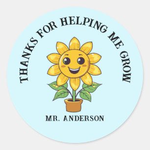 Sticker Rond Sunflower merci de m'aider à devenir professeur