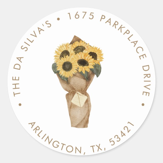 Sticker Rond Sunflower - Rustic Automne Adresse de retour (Devant)