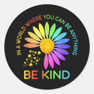 Sticker Rond Sunflower Sensibilisation sur l'autisme Be Kind Pu