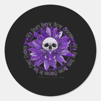 Sticker Rond Sunflower Warrior Purple Ribbon Alzheimer Aw