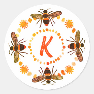 Sticker Rond Sunny Bee Initial