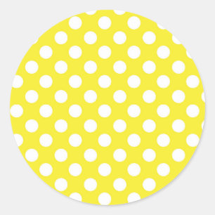 Sticker Rond Sunny Jaune & Blanc Pois fête d'anniversaire