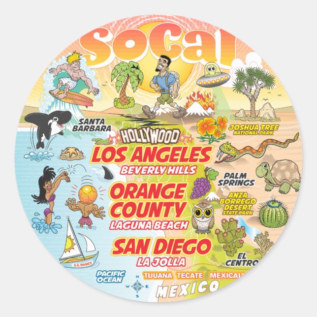 Sticker Rond Sunny SoCal (Devant)