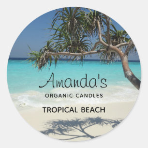Sticker Rond Sunny Tropical Beach Ocean Paradise Bougie ou savo