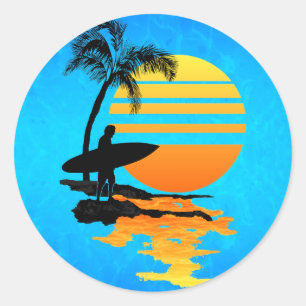 Sticker Rond Sunrise du surf