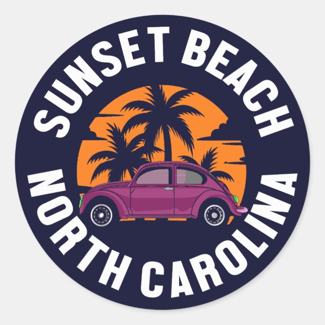 Sticker Rond Sunset Beach, Caroline du Nord (Devant)