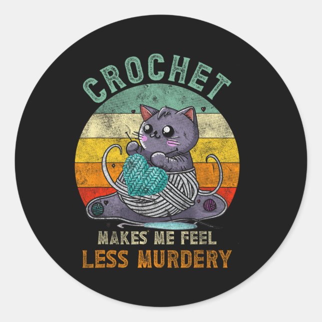 Sticker Rond Sunset Crochet Chat Maman me fait sentir moins meu (Devant)