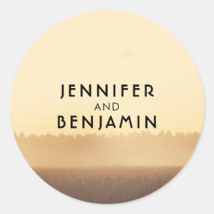 Sticker Rond Sunset Fields Rustic Country Soirée Mariage