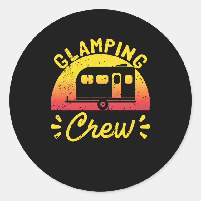 Sticker Rond Sunset Glamping Crew Camper Tourist Camping de lux (Devant)