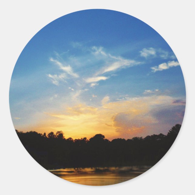 Sticker Rond Sunset Mountain Lake (Devant)