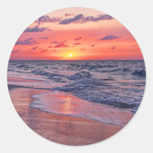 Sticker Rond Sunset paradise beach