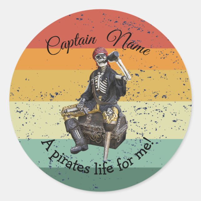 Sticker Rond Sunset Rum Skeleton Party Pirate (Devant)