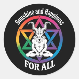 Sticker Rond Sunshine Et Bonheur Pour Tous Satan LGBTQ Pride