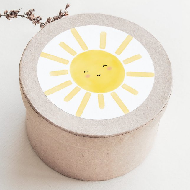 Sticker Rond Sunshine, fête d'anniversaire au soleil minimalist (Créateur téléchargé)