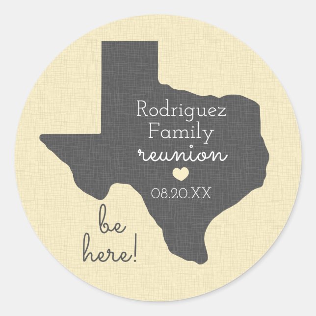 Sticker Rond Sunshine Yellow State of Texas Family Reunion (Devant)