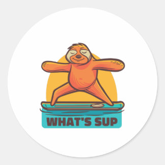 Sticker Rond SUP SLOTH Stand up Paddle
