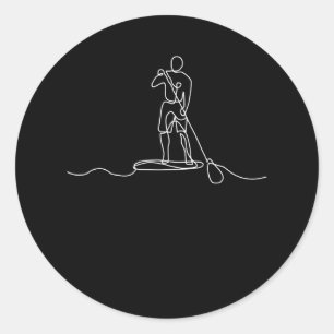 Sticker Rond SUP Stand Up Paddel One Line Art