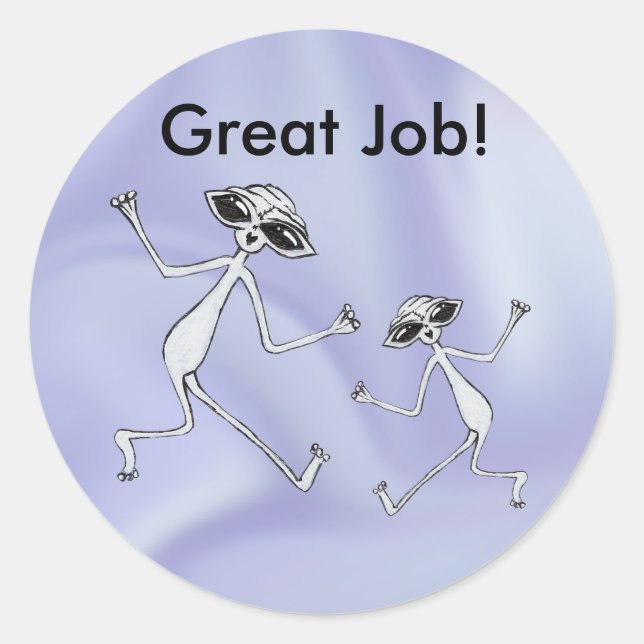 Sticker Rond Super Aliens de saut d'emploi (Devant)