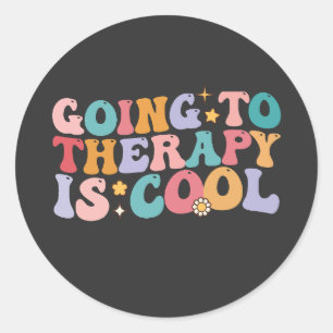 Sticker Rond Super Aller À La Thérapie Est Bon Rétro