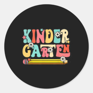 Sticker Rond Super Bonjour maternelle Vibes Retro Enseignant Re