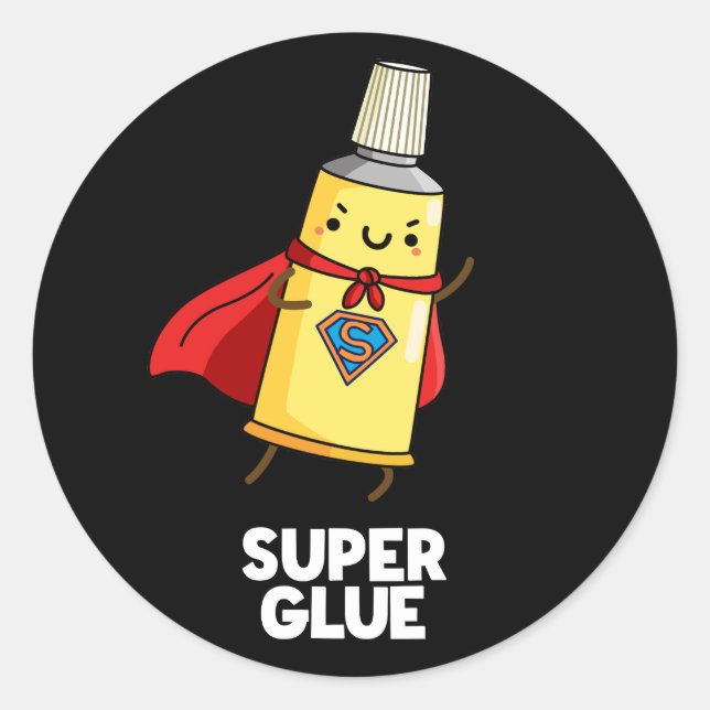 Sticker Rond Super Colle Funny Super Hero Pun Dark BG (Devant)