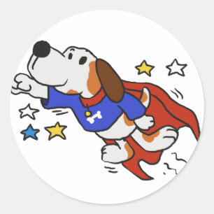 Sticker Rond Super-dog cartoon choose backgror