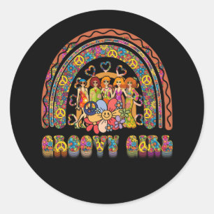Sticker Rond Super fille 60s thème Costume mignon les années 70
